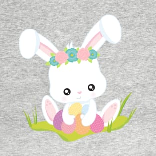 Easter, Easter Eggs, Cute Bunny, White Bunny T-Shirt